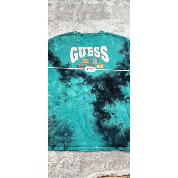 GUESS Originals T-Shirt Men's Size Medium Teal Tie Dye Short Sleeve EUC - Picture 5 of 8